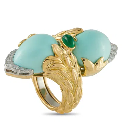 David Webb 18k Yellow Gold Diamond And Turquoise Ring Dw03-072325