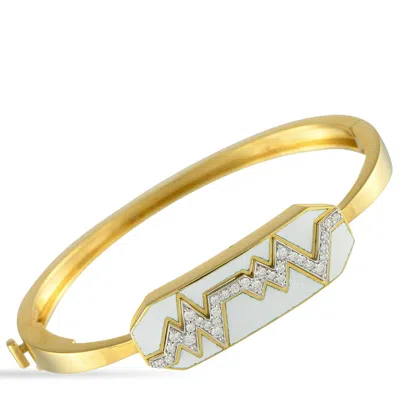 David Webb 18k Yellow Gold Diamond And White Enamel Skip Bracelet Dv03-090225