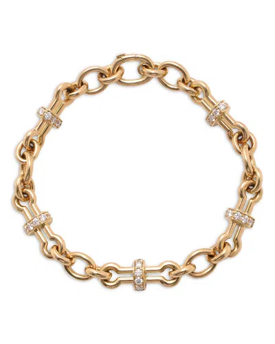 David Webb 18k Yellow Gold Diamond Barbell Chain Bracelet, 1.5 Tcw In Pattern