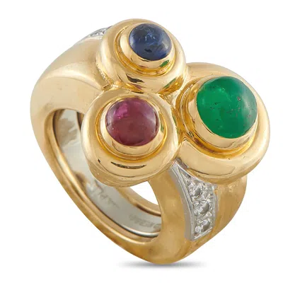 David Webb 18k Yellow Gold Diamond, Emerald, Ruby, And Sapphire Ring Dw24-121525