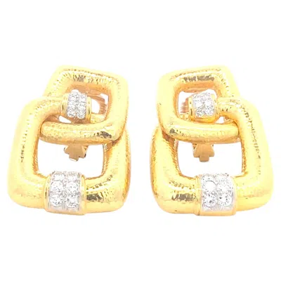 Pre-owned David Webb 18k Yellow Gold Diamond Geometric Clip-on Earrings