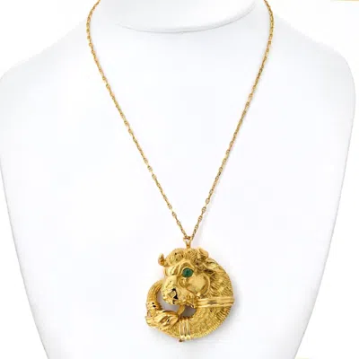 Pre-owned David Webb 18k Yellow Gold Diamond Taurus Bull Brooch Pendant
