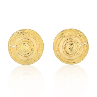 Pre-owned David Webb 18k Yellow Gold Gold Beehive Shield Clip Earrings
