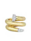 David Webb 18k Yellow Gold Hammered Nail Diamond Ring In Gold