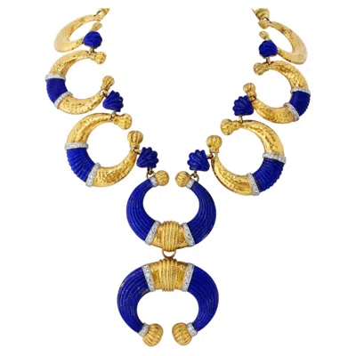 Pre-owned David Webb 18k Yellow Gold Lapis Lazuli Necklace