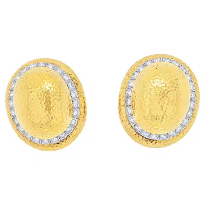 Pre-owned David Webb 18k Yellow Gold Large Dome Oval Button Clip Earrings