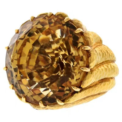 Pre-owned David Webb 18k Yellow Gold Large Round Citrine Fashion Ring