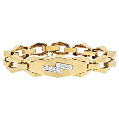 Pre-owned David Webb 18k Yellow Gold Lighting Bolt Modern Link Cubist Design Bracelet