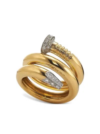 DAVID WEBB 18K YELLOW GOLD NAIL DIAMOND RING