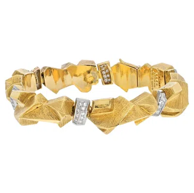 Pre-owned David Webb 18k Yellow Gold Nugget Diamond Articulated Bracelet