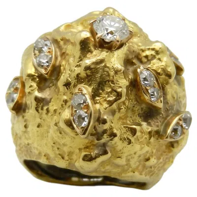 Pre-owned David Webb 18k Yellow Gold Nugget Diamond Dome Ring