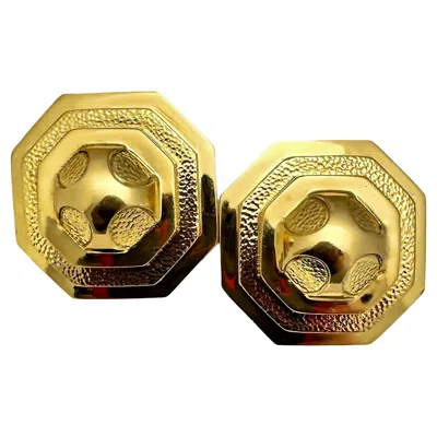 Pre-owned David Webb 18k Yellow Gold Octagonal Clip On Earrings 1 3/16 Inches Diameter