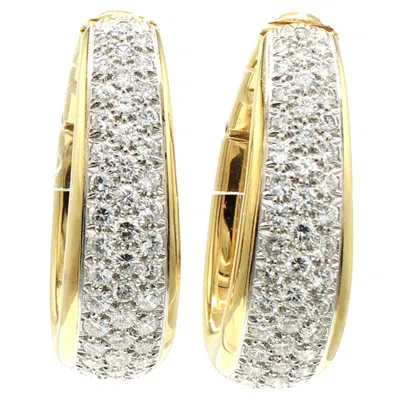 Pre-owned David Webb 18k Yellow Gold Platinum Diamond Ear Clips