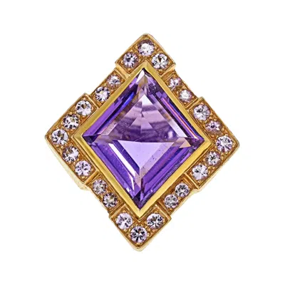 Pre-owned David Webb 18k Yellow Gold Purple Amethyst Rhombus Ring