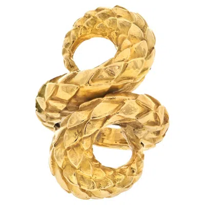 Pre-owned David Webb 18k Yellow Gold Scaled Design Twist Cocktail Ring