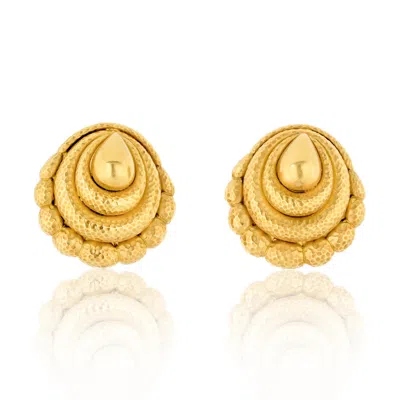 Pre-owned David Webb 18k Yellow Gold Scrolled Textured Clip Earrings