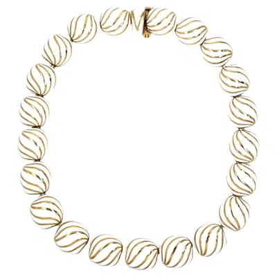 Pre-owned David Webb 18k Yellow Gold White Enamel Necklace