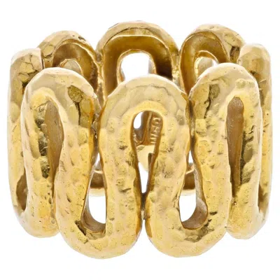 Pre-owned David Webb 18k Yellow Gold Zigzag Hammered Ring