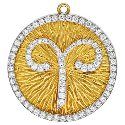 Pre-owned David Webb 18k Yellow Gold Zodiac Aries Large Pendant Brooch