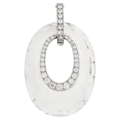 Pre-owned David Webb 18kwg/plat Carved Crystal And Diamond Pendant In Multiple