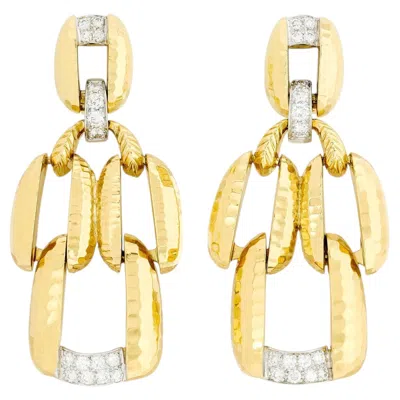 Pre-owned David Webb 18kyg/plat Diamond Textured Dangle Earrings In Multiple