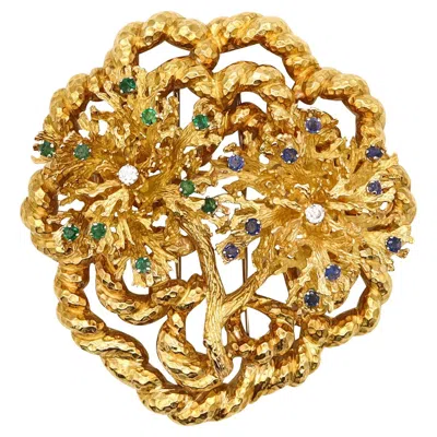 Pre-owned David Webb 1960 New York Pendant-brooch In 18kt Gold With 2.42 Cts In Gemstones In Multi