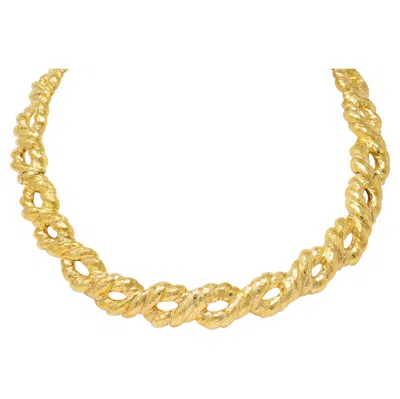 Pre-owned David Webb 1980's 18 Karat Yellow Gold Vintage Hammered Twist Collar Necklace