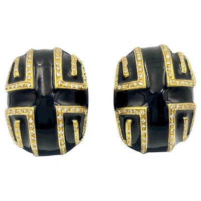 Pre-owned David Webb 1980s  18k Gold, Enamel And Diamond Clip-on Earrings In Multi
