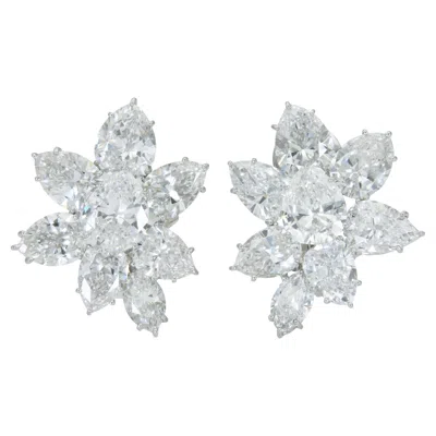 Pre-owned David Webb 20.00 Carat Diamond Cluster Earrings In Multi