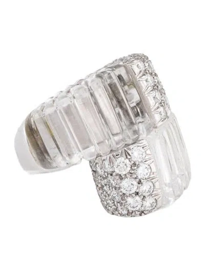 Pre-owned David Webb 2.06ctw Diamond & Quartz Twilight Crossover Ring In Multi