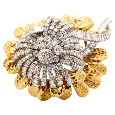 Pre-owned David Webb 33 Carat Total  Signed Detachable Brooch In Platinum And 18k Gold In Multiple