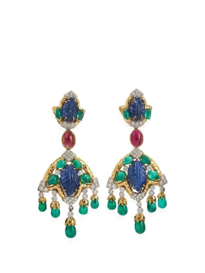 David Webb Amazon Multi-stone Earrings