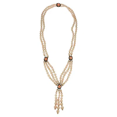 Pre-owned David Webb Angel Skin Coral Tassel Bead Necklace In Red