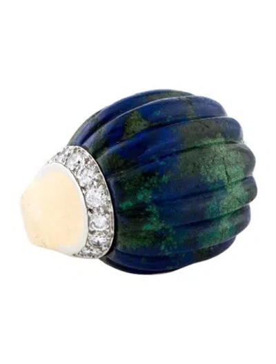 Pre-owned David Webb Azurmalachite & 1.20ctw Diamond Cocktail Ring In Multi