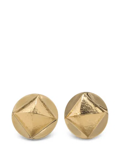David Webb Bastille Hammered Stud Earrings In Gold