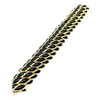 Pre-owned David Webb Black Enamel And 18k Yellow Gold Bracelet