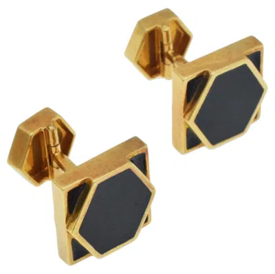 Pre-owned David Webb Black Enamel Geometric Cufflinks In 18k