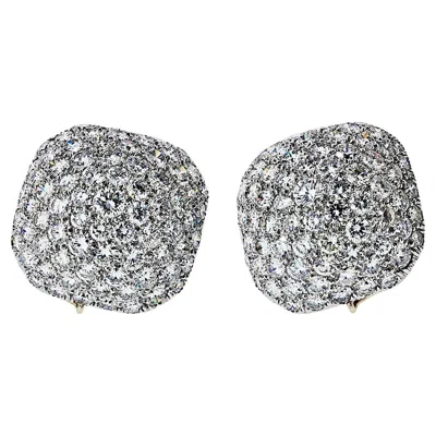 Pre-owned David Webb Bombe Pave Set Diamond Dome Clip On Earrings In Multi