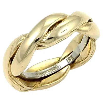 Pre-owned David Webb Braided 18k Two Tone Gold Band Ring Size 6 In Multi