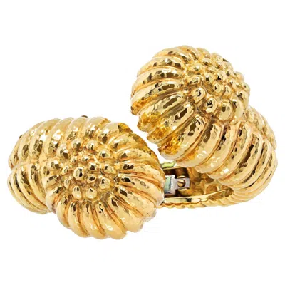 Pre-owned David Webb Bypass 18k Yellow Gold Fluted Crossover Bracelet
