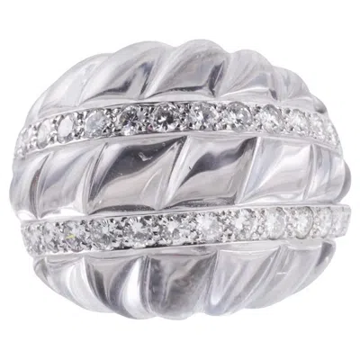 Pre-owned David Webb Carved Crystal Diamond Platinum Gold Cocktail Ring In Multi