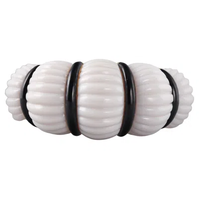 Pre-owned David Webb Carved White And Black Onyx Gold Cuff Bracelet