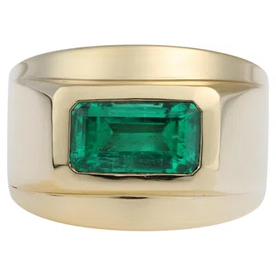 Pre-owned David Webb Colombian Emerald And 18 Karat Yellow Gold Ring