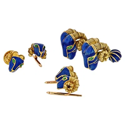 Pre-owned David Webb Cuff Links And Stud Dress Set In Multi