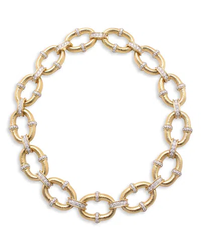David Webb David Web Platinum & 18k Yellow Gold 57th Street Oval Link Collar Necklace, 18.5
