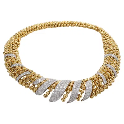 Pre-owned David Webb Diamond 18k Gold And Platinum Convertible Necklace Bracelet In Multi