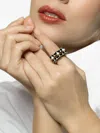 David Webb Diamond And Enamel Small Wave Studlette Ring In Gold