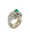 David Webb Diamond & Gemstone Kingdom Snake Ring In 18k Yellow Gold & Platinum In Gold
