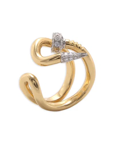 David Webb Diamond Bent Nail Ring In 18k Yellow Gold & Platinum