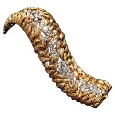Pre-owned David Webb Diamond Bracelet 18k Yellow Gold And Platinum